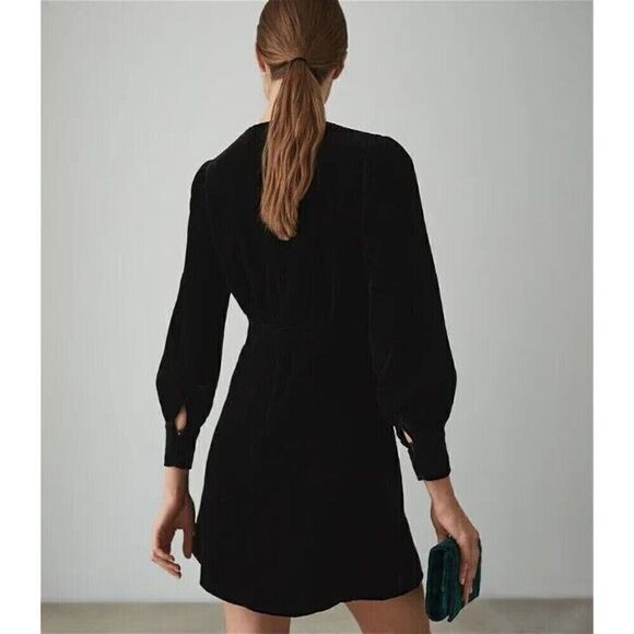 REISS NEW Bianca Black Velvet Mini Dress US Size 10 $345 - Picture 3 of 13